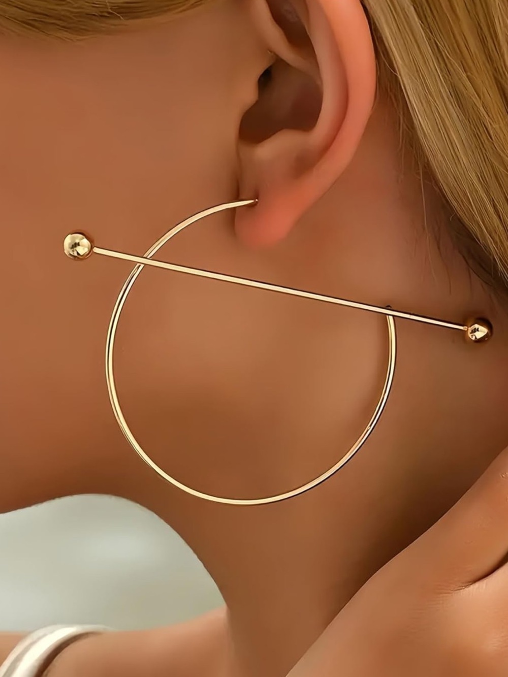 Oversized Gold Hoop Statement Earrings | Modern Geometric Earrings | Minimalist